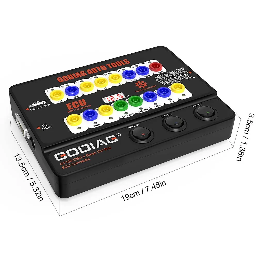 أدوات السيارات GODIAG GT100 ، صندوق الخروج ، موصل ECU ، OBDII ، 16Pin ، كاشف البروتوكول ، اندلاع