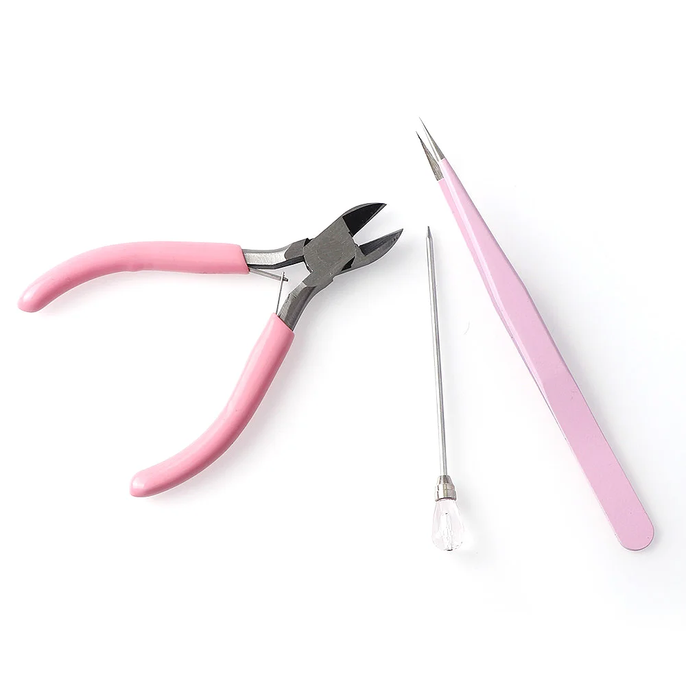 Pink Jewelry Pliers Tool & Equipment for KitsRound Nose Plier Side Tweezers Mix Needle Spoon Tool DIY Metal Jewelry Making Tools