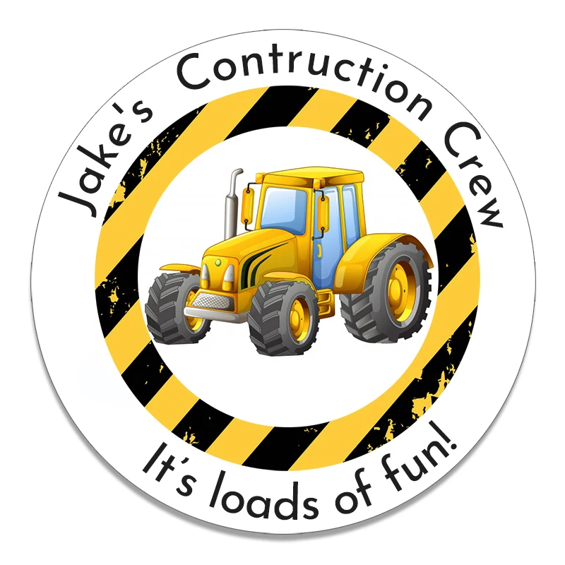 Construction Birthday Stickers Loads of Fun Stickers Custom Name Text Dump Truck Labels  Construction Crew Stickers