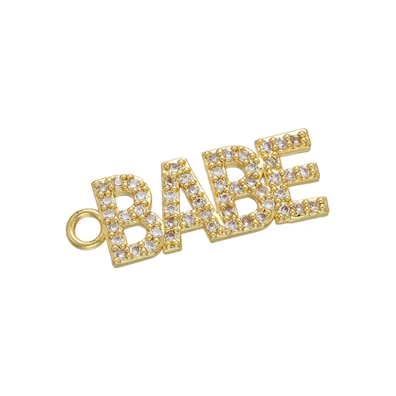 ZHUKOU CZ Crystal BABE SEXY letter charms for DIY handmade earring necklace Jewelry accessories making Components model:VD700