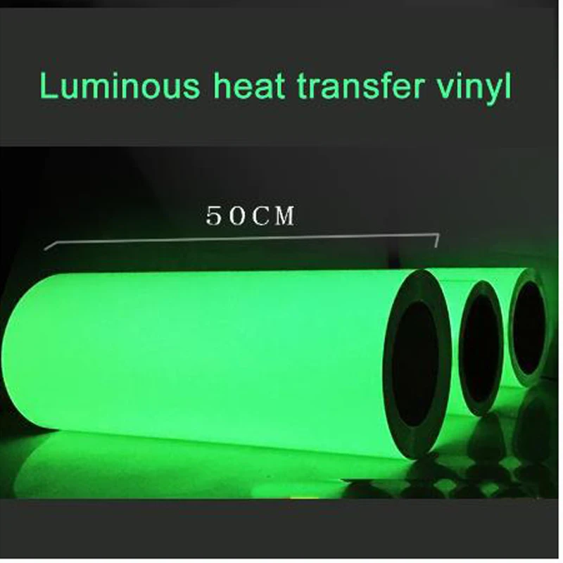 1 Sheet DIY Glow In Dark Heat Transfer Vinyl Film Luminous Heat Press Machine Iron on HTV Tshirt Clothing Lettering Films