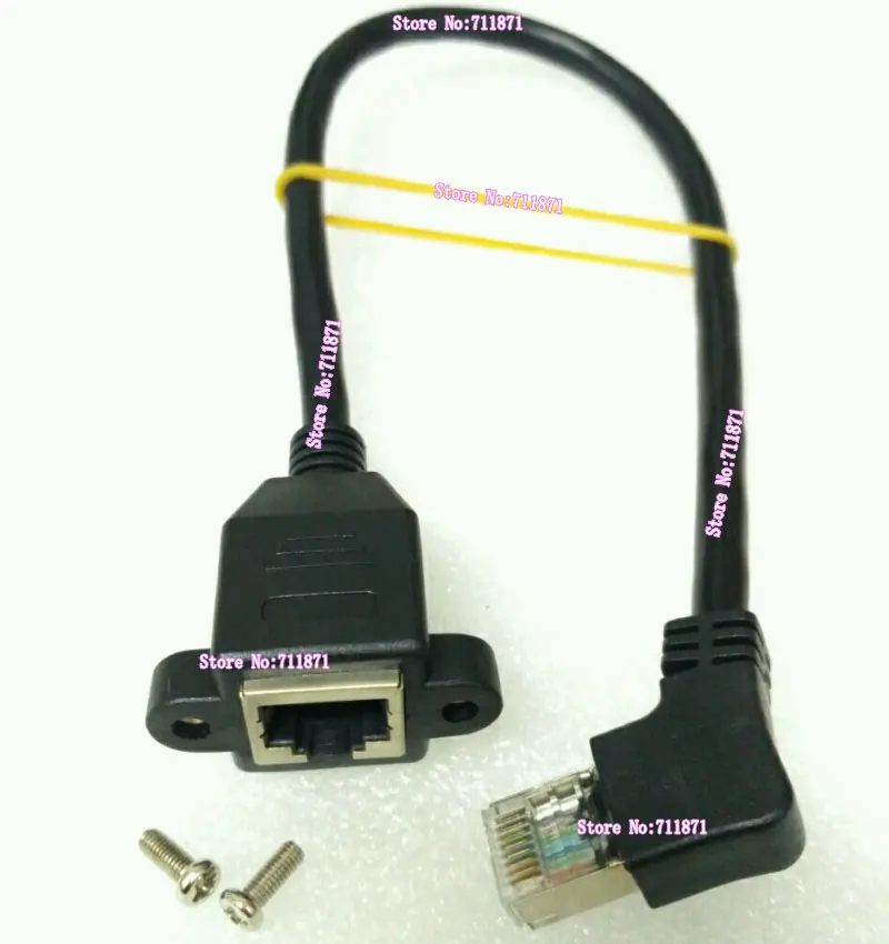 Screw Fixed Right Angle Bend  Rj45 Ethernet Cable Extension cord Category 6 8P Male Female Ethernet network extend Line Cable
