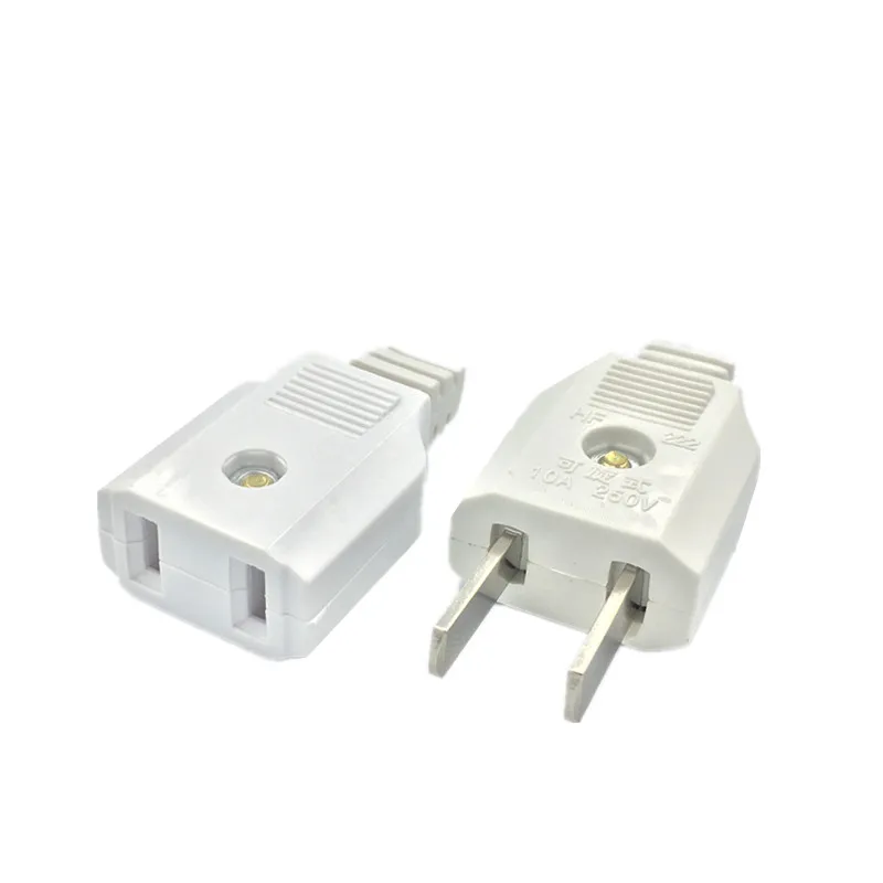 AU US American 2 Flat Pin AC Electric Power Male Plug Female Socket Outlet Adapter Wire Extension Cord Plug Adaptor