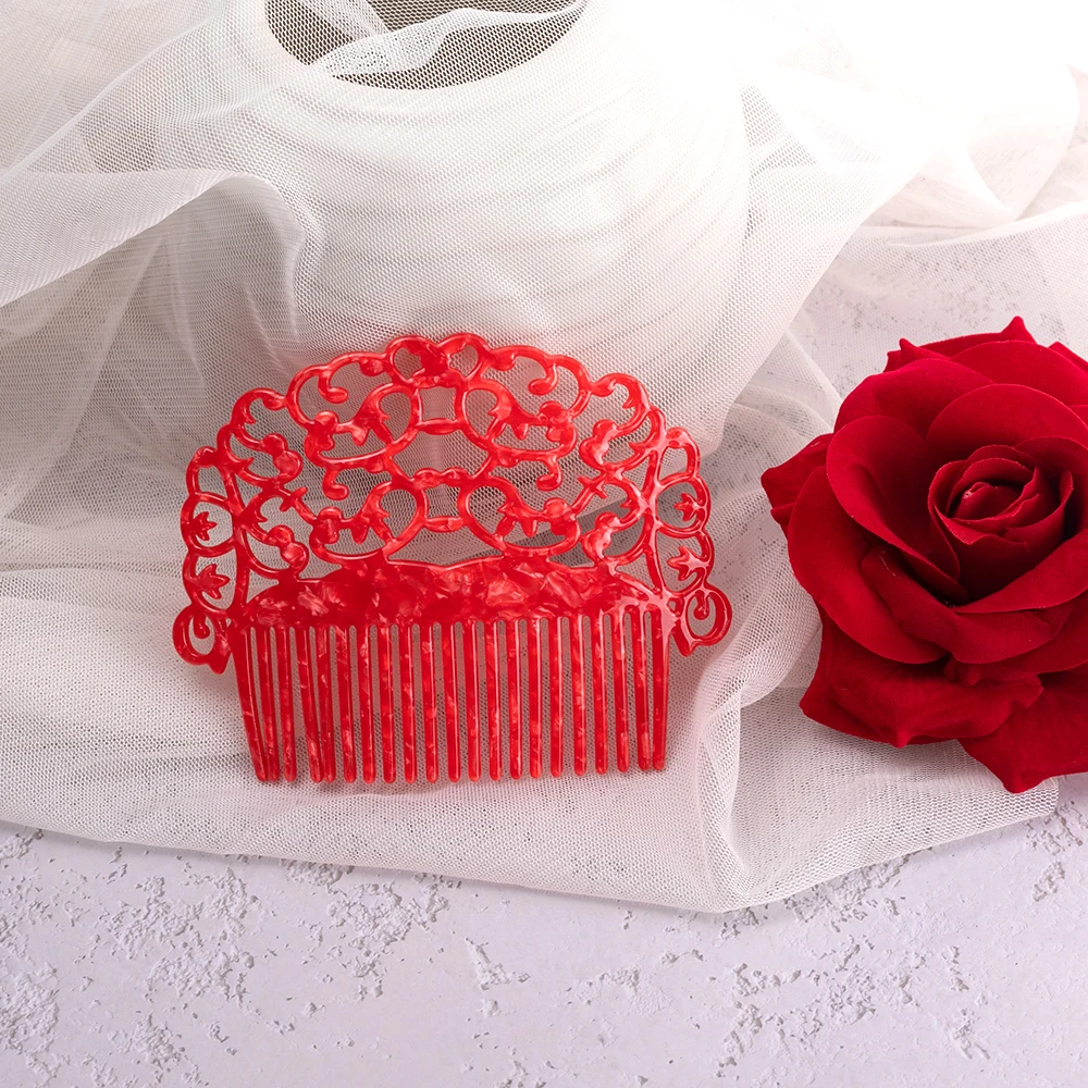 Vintage Hair Combs Colorful Acetate Hair Accessories Faux Tortoise shell Women Hair clips Flamenco dancers Headdresses jewelry image 2