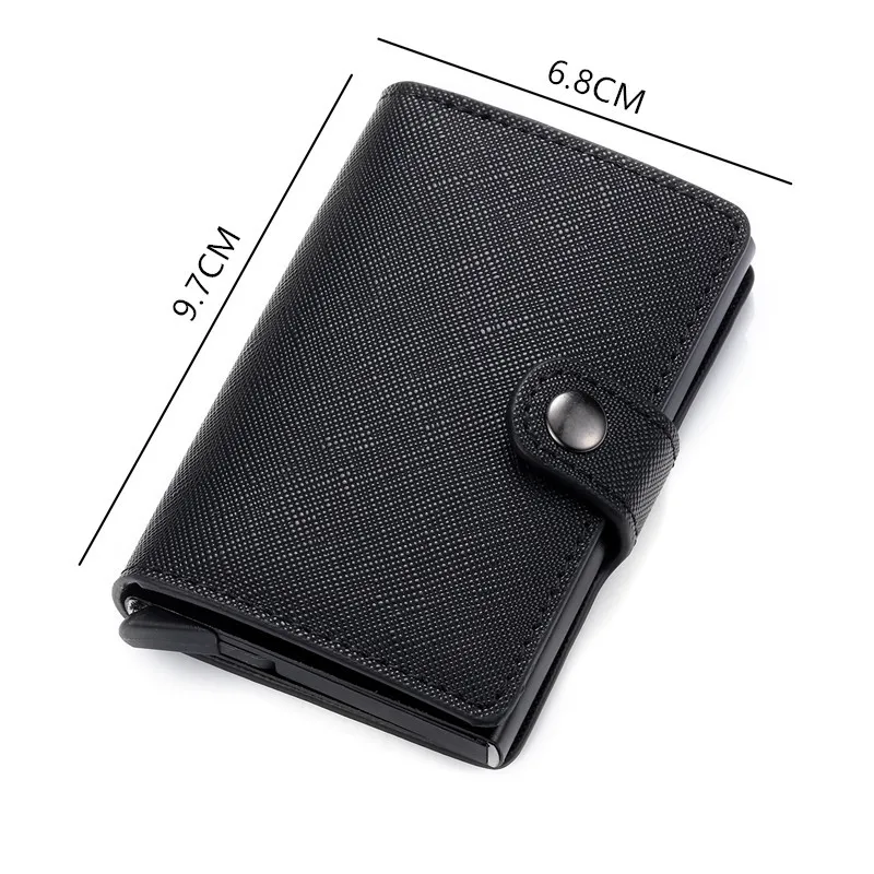 New Men Credit card holder carbon Leather Wallet Aluminum Automatic Mini Wallet With Back Pocket ID Card RFID Blocking purse