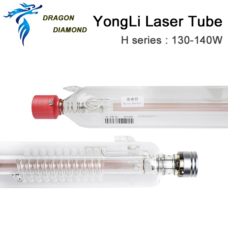 DRAGON DIAMOND Yongli H6 130 W-150 W CO2 Laser Buis Metalen Kop Lengte 1650mm Dia.70mm Voor CO2 Lasergravure Snijmachine