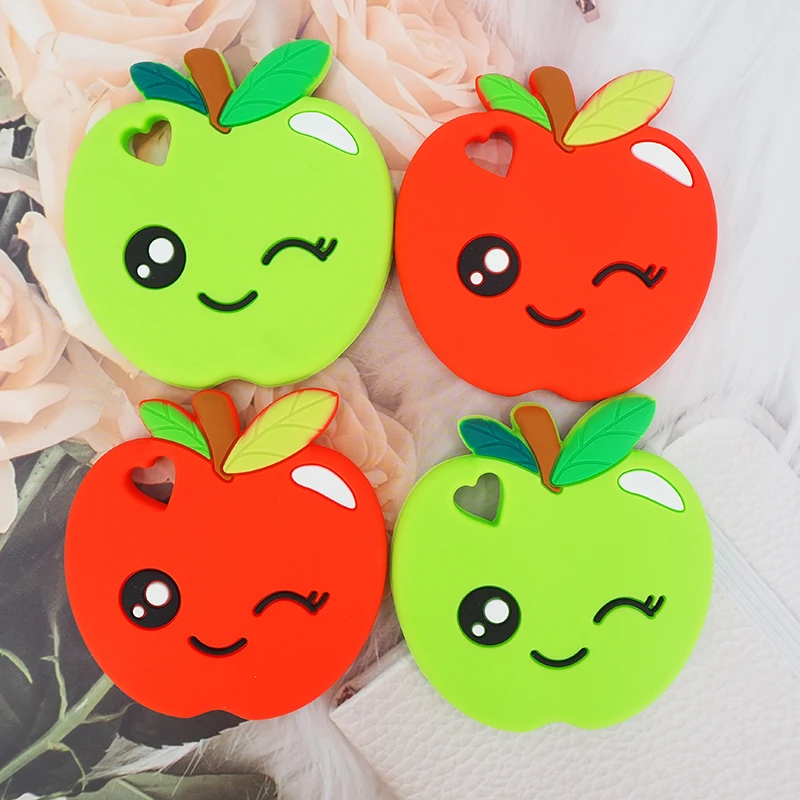 

Chenkai 5PCS Silicone Apple Teether Toys Chewable Fruits Shape Products Nursing Gift Accessory BPA free