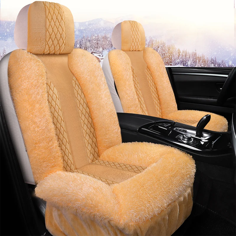 Car seat cover  winter plush car seat without backrest three-piece comfort warm winter short plush seat cover single seat cushio