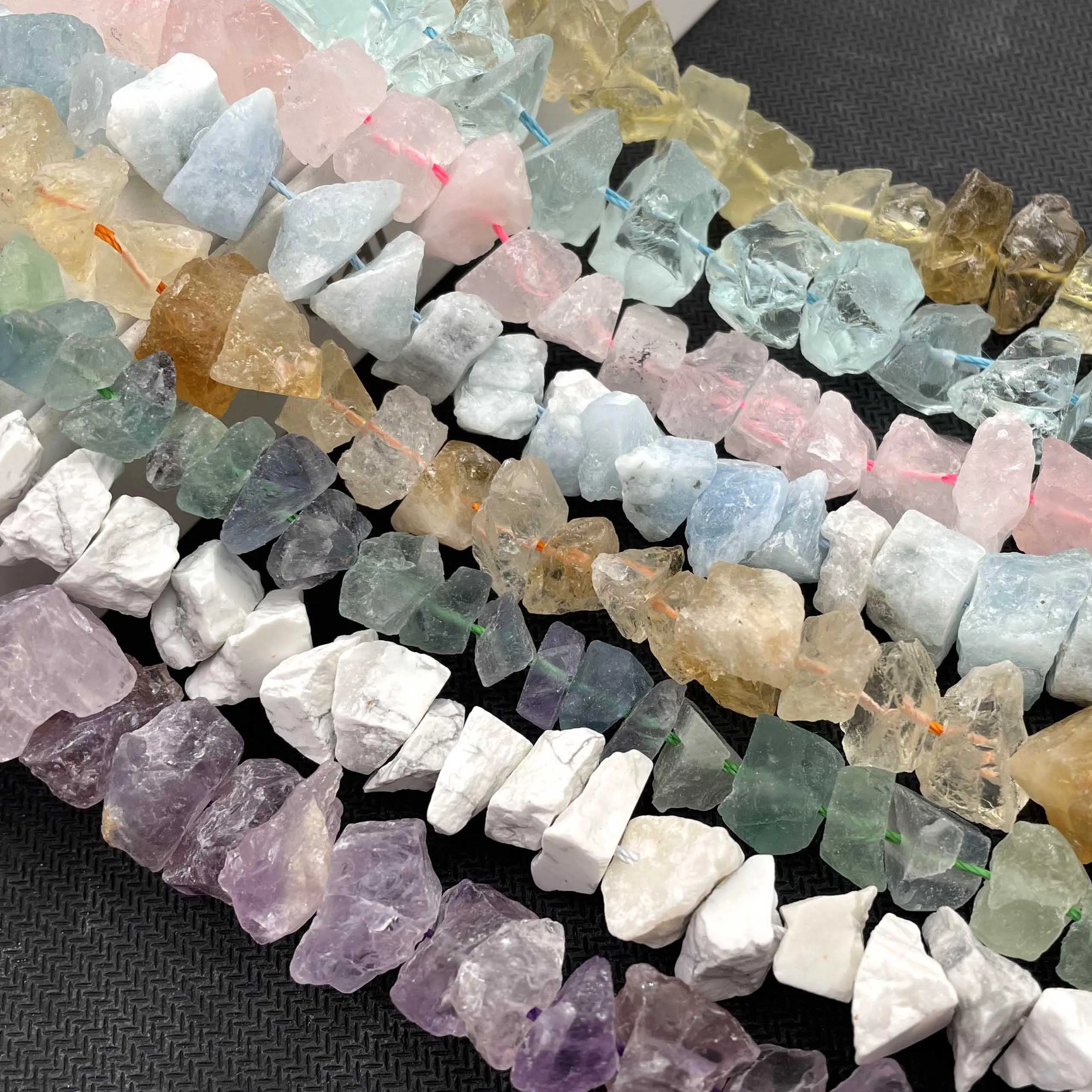 Natural Irregular Freeform Raw Fluorit Stone Nugget Amethysts Crystal Minerals Quartz Beads Diy Bracelet Jewelry Making 7.5