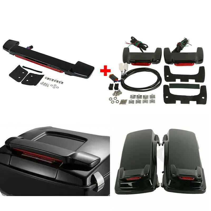 

Motorcycle Trunk LED Brake Light Saddlebag Lids Spoilers For Harley Touring Tour Pak Road Glide 1997-2013