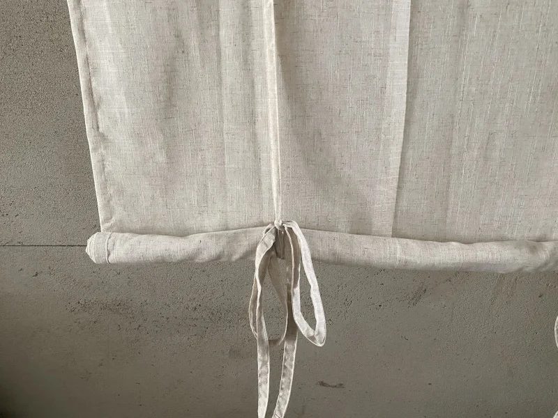Pastoral Cotton Linen Pull-up Blackout Curtains, Grey Vintage Lifting Roman Curtain, Finished Cafe Rolling Cortinas Window Decos