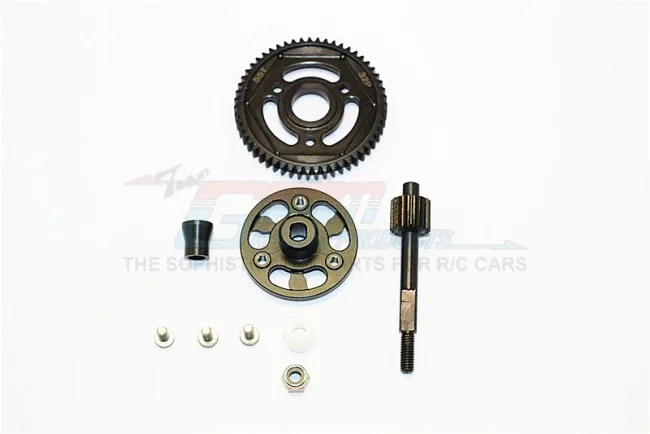 GPM ALUMINIUM SPUR GEAR ADAPTER+STEEL GEAR 55T+STEEL GEAR SHAFT For AXIAL SMT10 GRAVE DIGGER AX90055 RC Upgrade