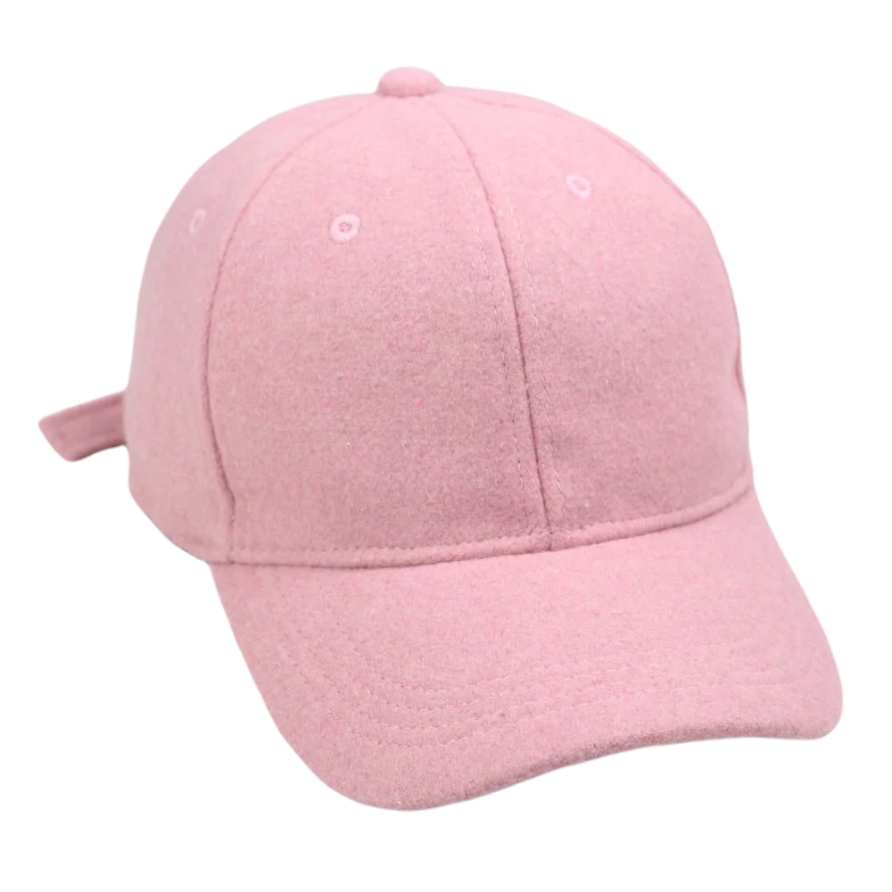 Warm Winter Woolen Baseball Cap for Men Women Adjustable Brass Buckle Plain 6 Panel Grey Black Brown Pink