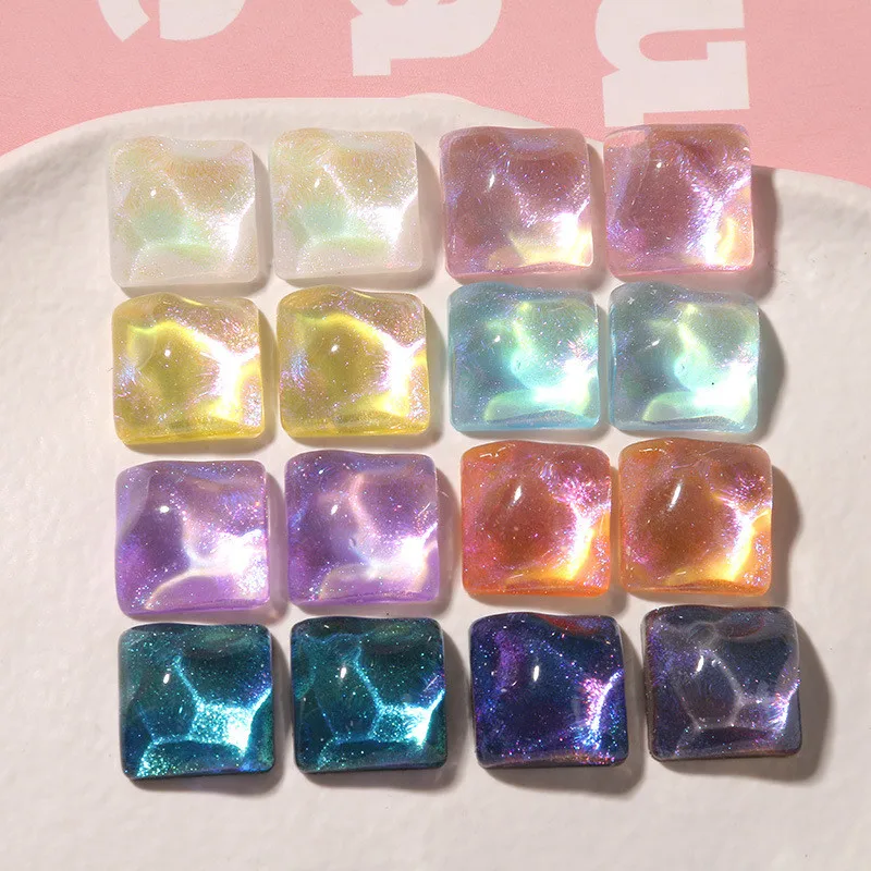 

New style 50pcs/lot 15mm color water ripples geometry square shape flatback resin cabochon beads diy jewelry earring accessory