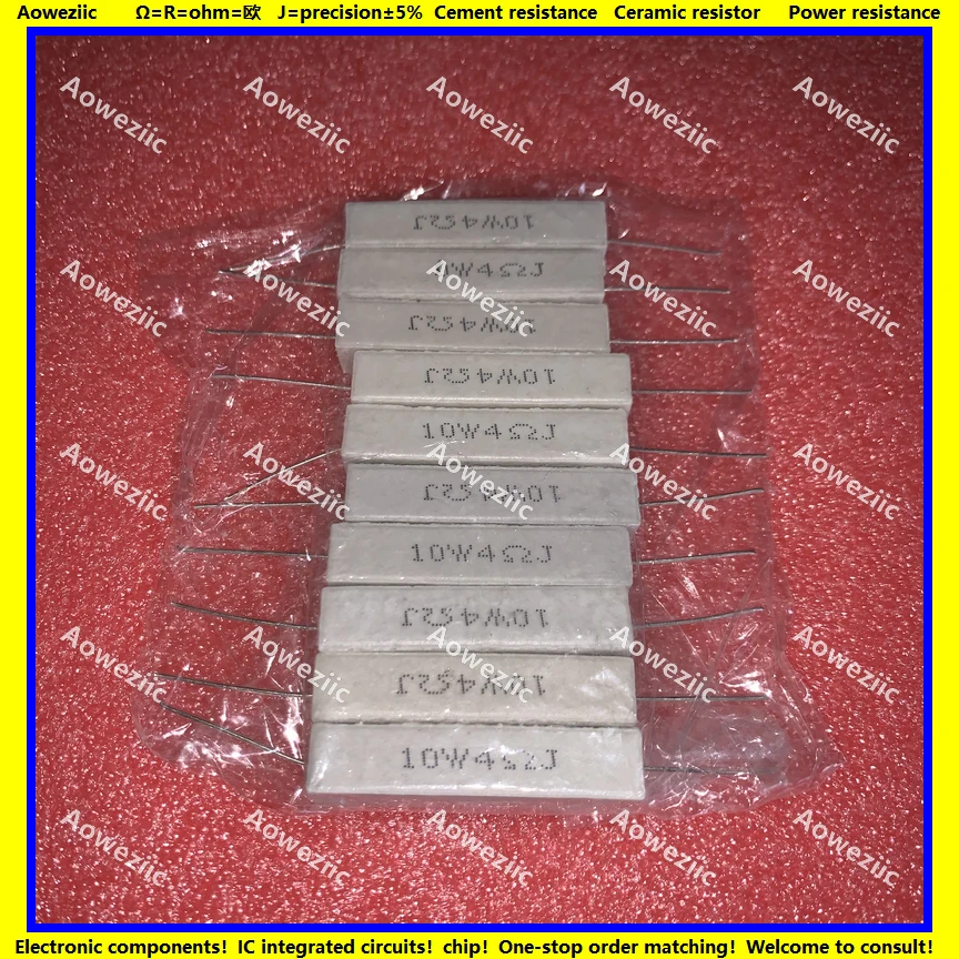 Résistance horizontale à ciment RX27 10W 4 ohm 4 R 4 RJ 10W4RJ 10W4ohm 10W4R précision de résistance céramique 5%, 10 pièces