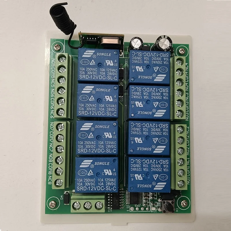 DC12V 24V 8CH 8 kanałowy bezprzewodowy zdalnie sterowanie światło LED przełącznik przekaźnikowe Radio wyjściowe nadajnik RF i 315/433 MHz odbiornik