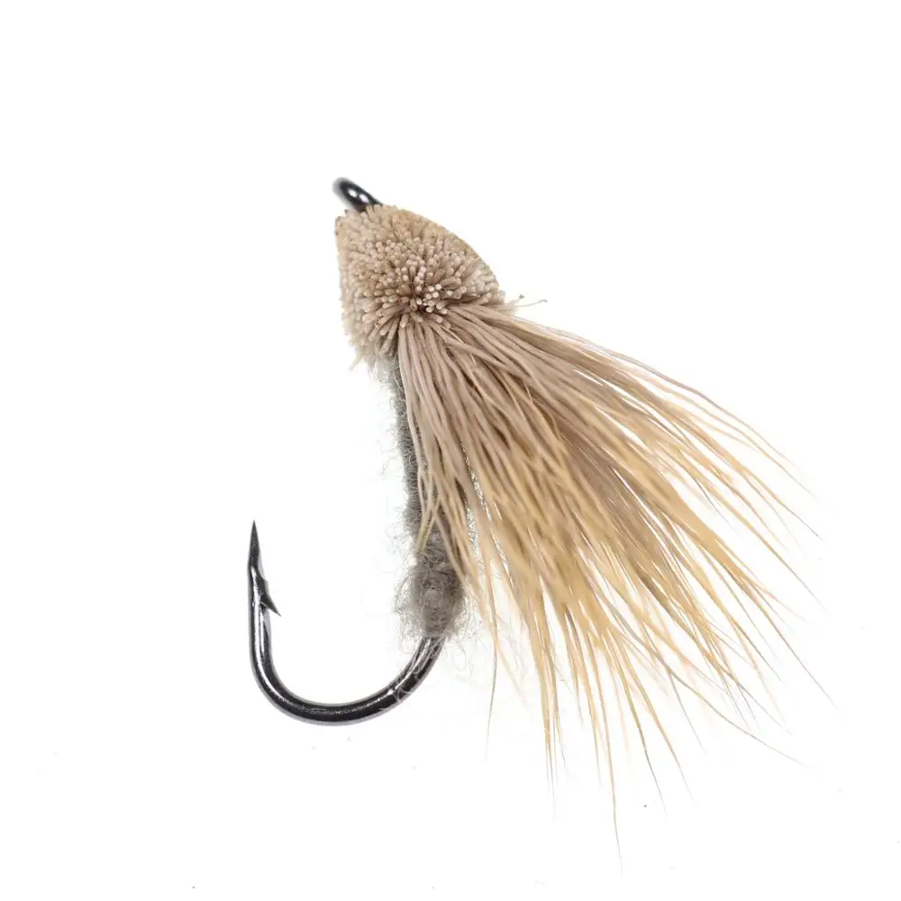 Bimoo 6PCS/Lot #10 Cicada Deer Hair Flies Floating Bass Fly Rainbow Brown Brook Trout Fly Fishing Summer Flies Big Fish Bait