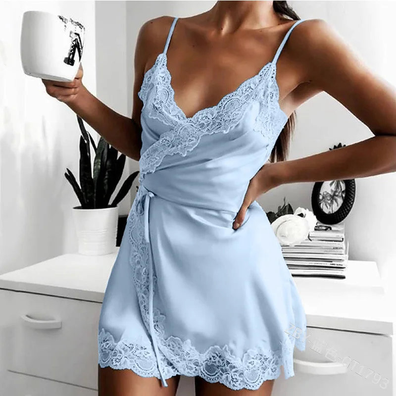 Wholesale Women's Sexy V-Neck Sleepdress Solid Strap Underwear Nightgown Sleveless Nightwear Nightdress