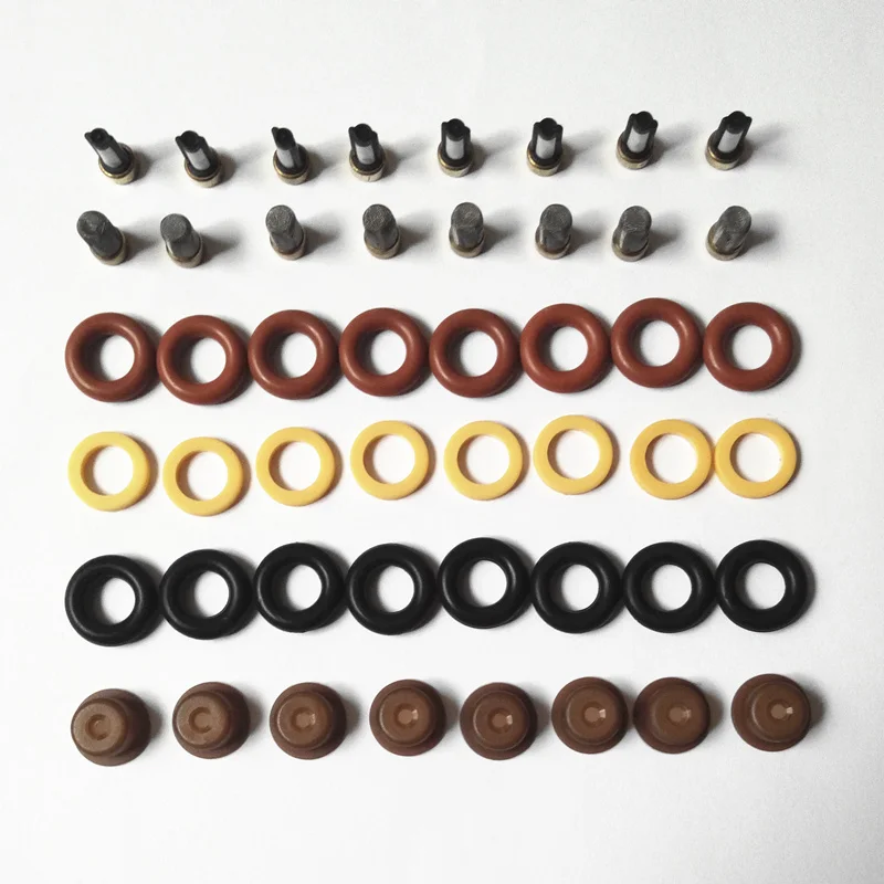 whole sale 8set for Ford Mustang 1987-03 Fuel Injector Rebuild/Repair Kit O-Rings Filters 8Cyl