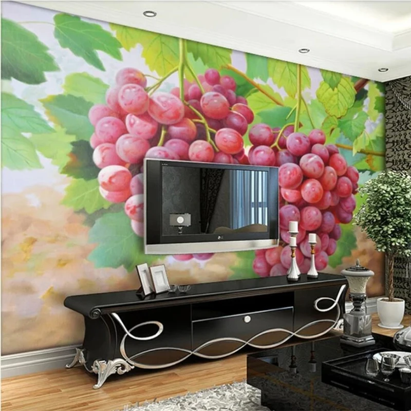 Custom Mural Wallpaper Oil Painting Grape Fruit Art Fresco Living Room TV Sofa Shop Background Self-Adhesive 3D Sticker Tapet