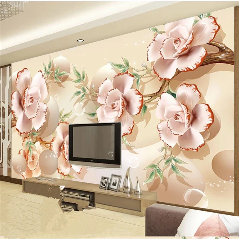 wellyu Customized large murals fashion home improvement 3D stereo painting circle flower TV background wall Papel de parede