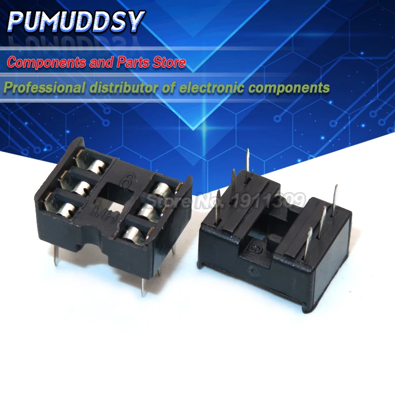 10PCS DIP-6 Square Hole 6 Pins 2.54MM DIP6 IC Sockets Adaptor Solder Type IC Connector