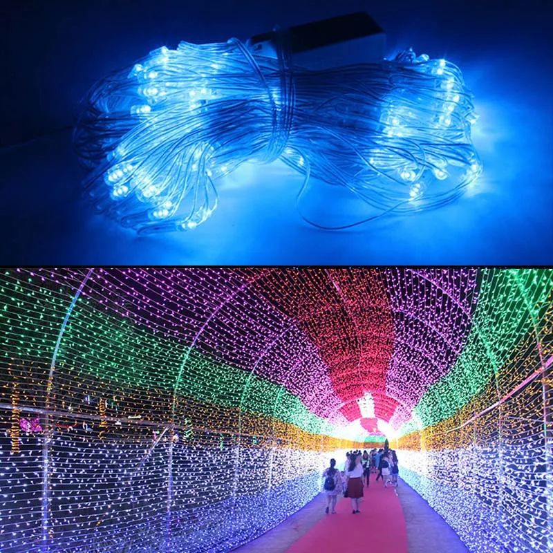 Christmas LED String Fairy Lights Net Mesh Curtain Xmas Wedding Party Outdoor Indoor Waterproof Lamp EU Plug Car Styling