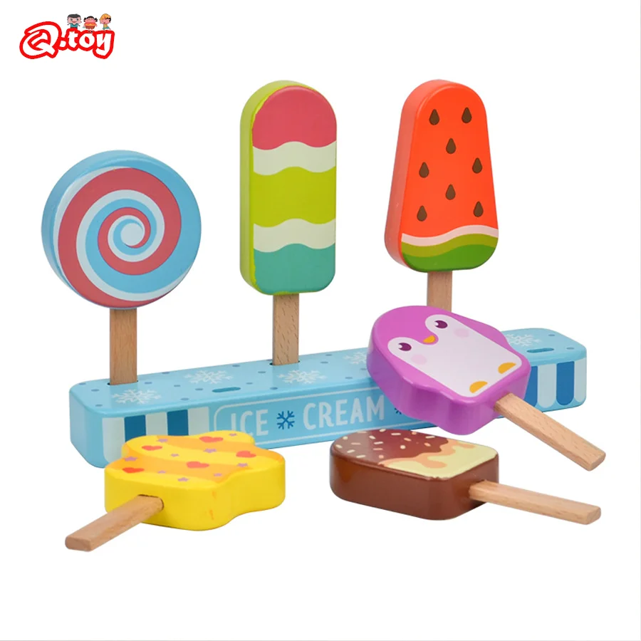 6pcs Wooden Ice Cream Children Pretend Play Toys Simulation Kitchen Food HousePlay Game Early Learning Education Girls Boys Gift