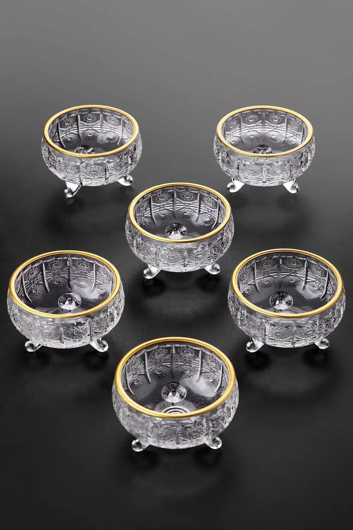 6 PCs Gilded Crystal Glass 3 Flip Lux Lokum-Confectionary High Quality Material Thick Glass New Fast Shipping