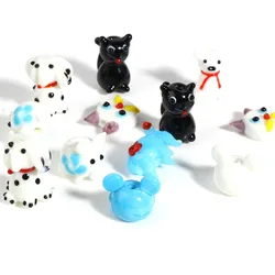 1 Piece Creative Cartoon Lampwork Glass Beads Animal Dog Cat Tiger Loose Spacer Beads DIY Making Bracelets Jewelry Gifts