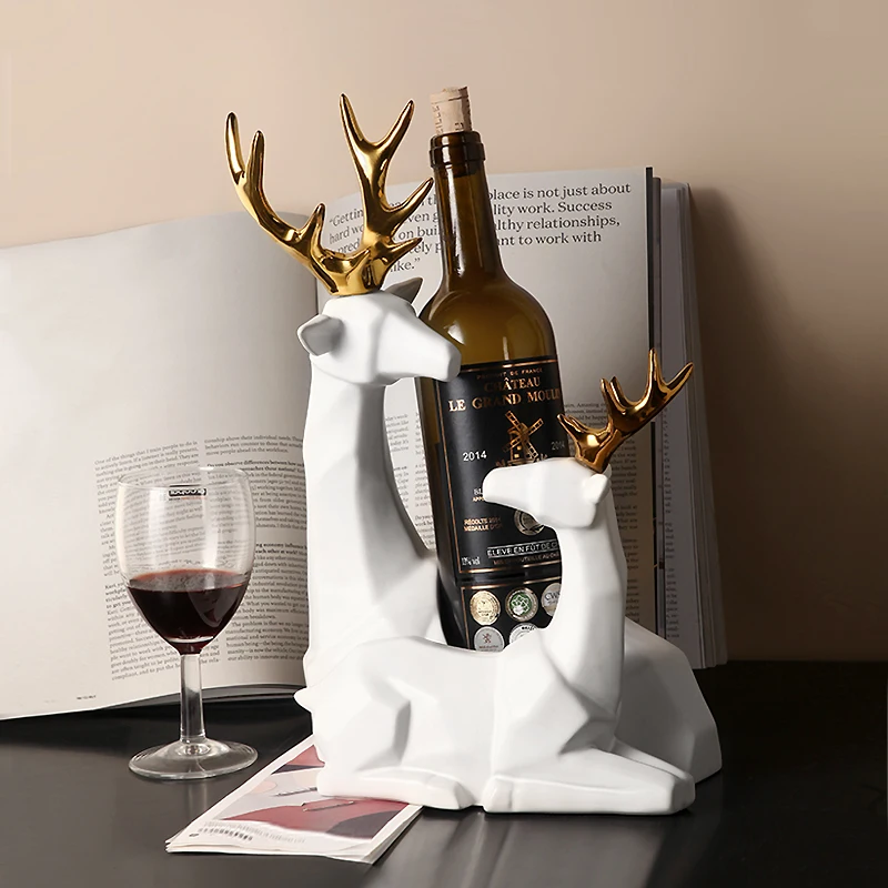 Ceramics Moose Wine Holder Nordic Luxury Elk Creative Red Wine Rack Bar Home Porcelain Decoration Upscale Present Wedding Gifts