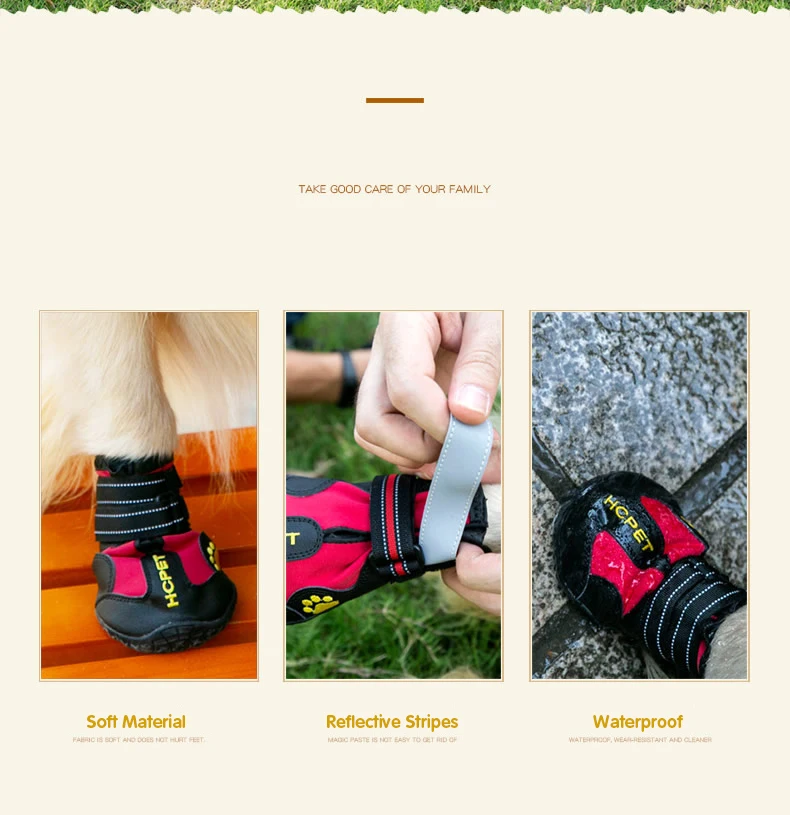 4 Teile/satz Haustier Hund Schuhe für Mittelgroße Hunde Wasserdicht Regen Schnee Hund Stiefel Langlebig Atmungsaktive Outdoor Training Wandern Hund Schuhe – Detail 3