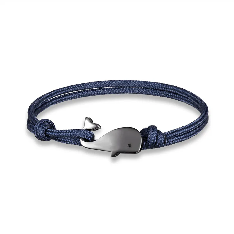 MKENDN New Fashion Whale Charm Nautical Survival Rope Chain Paracord Bracelets for Women Men Summer Ocean Beach Style