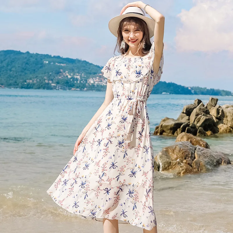 Sexy Beach Summer Dress Women Chiffon Long Dresses Elegant Print Floral Party Dresses Maxi Vestidos Verano 2020 LWL1645