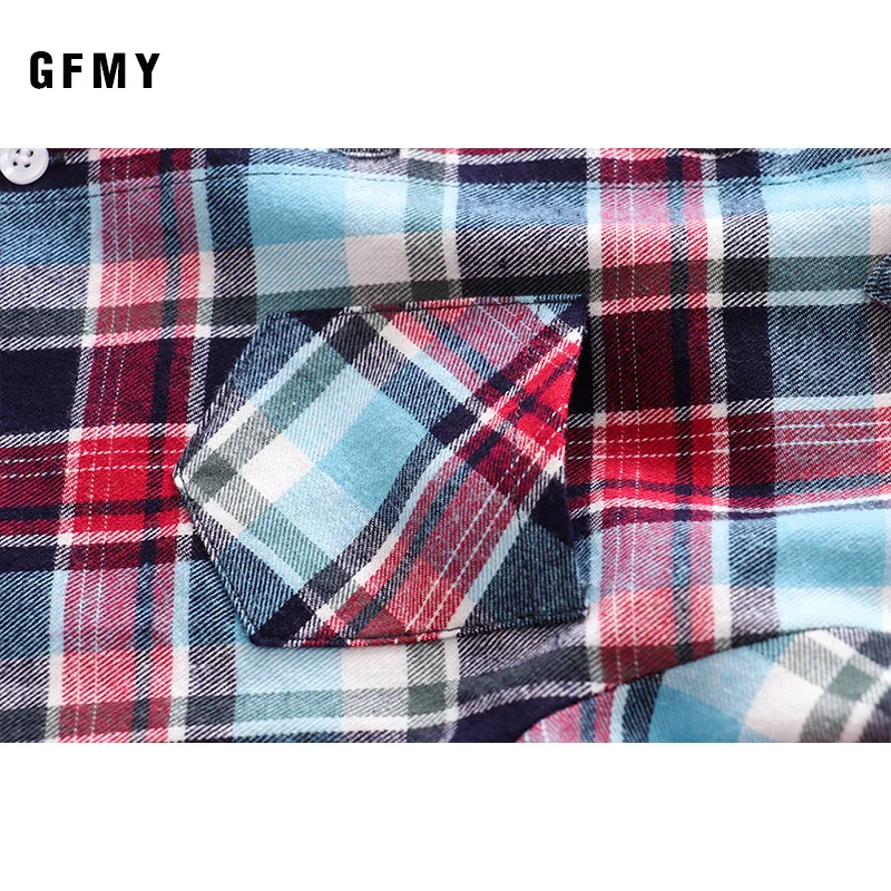 GFMY Hot Sale Boys Shirts Classic Casual Plaid Flannel Children shirts For 2-12 Years Kids Boy Wear