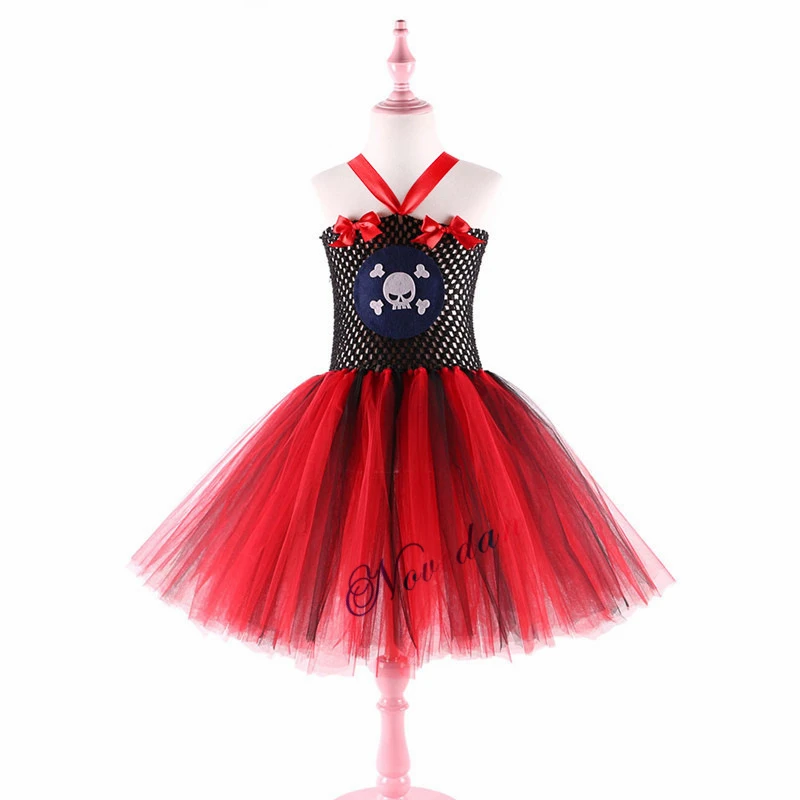 Costume di Halloween per bambina per bambini bambino Cosplay pirata demone teschio vestito fantasia festa Tutu di natale