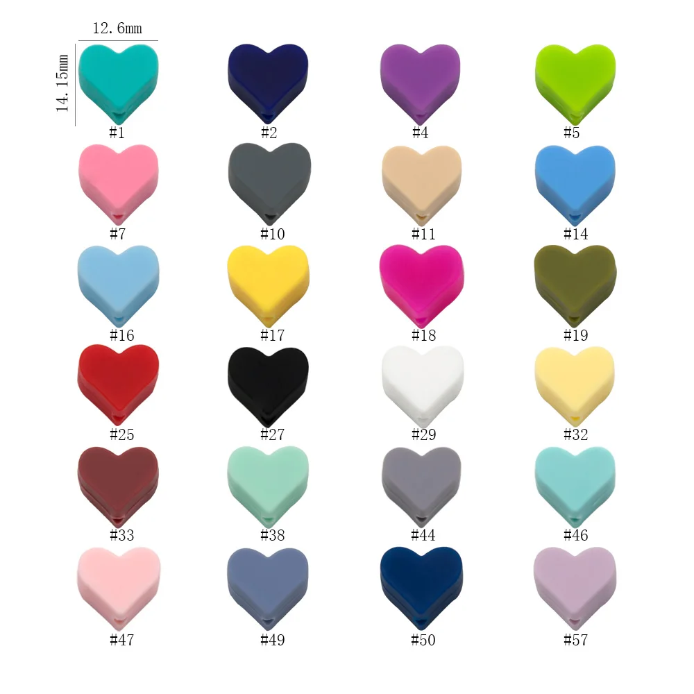 Cute-idea 10pcs Heart-shaped Silicone Beads Baby Teething Chewable Teethers DIY Pacifier Chain Toys Accessories Baby Nurse Gift