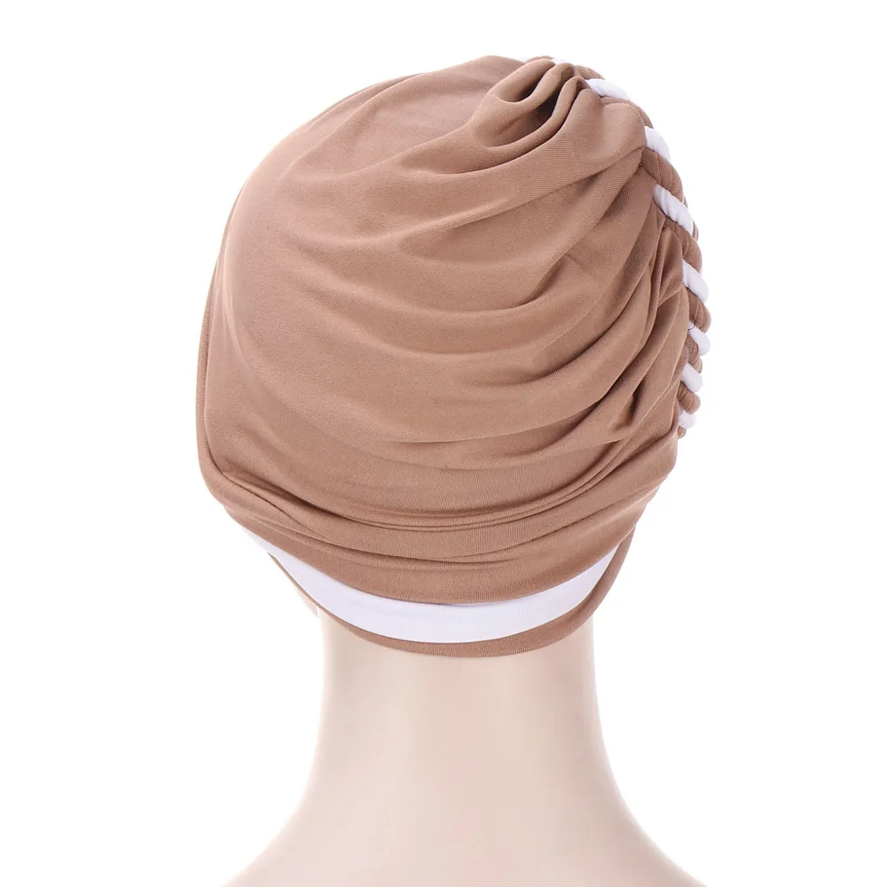 2024 Trendy Braids Turban Bonnet Arab Wrap Head Scarf Ready to Wear Hijab Hat Muslim Headdress Woman Inner Hijab Turbante Mujer