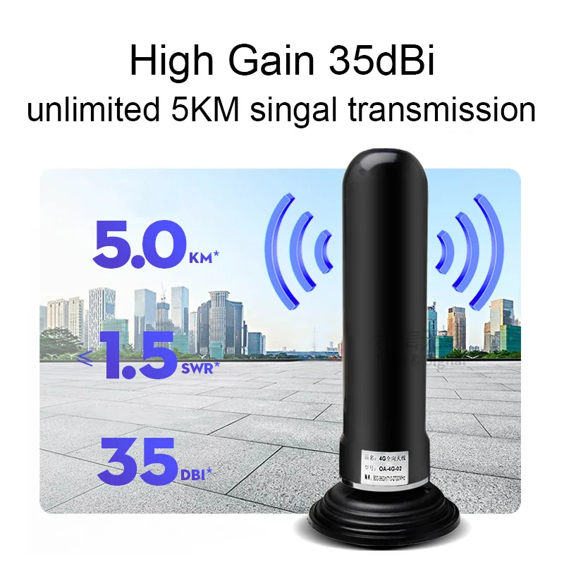 GSM 2G 3G 4G Antenna 35dBi 800-2700MHz 3 Meters Cable SMA Male N Male Vehicle Car 11.5cm Magnetic Mount Antena Signal Booster