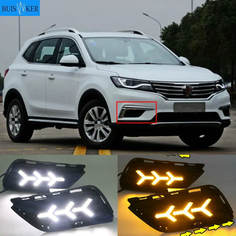 

For Roewe RX5 2016 2017 2018 2019 Led Daytime Running Lights DRL Fog Lamp with Yellow Turn Signal Lamp