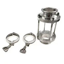 Sanitay 2inch (64mm OD) Tri Clamp Flow Sight Glass Ferrule End Diopter Fit 51mm Pipe SUS 304 Stainless Steel Vodka Still