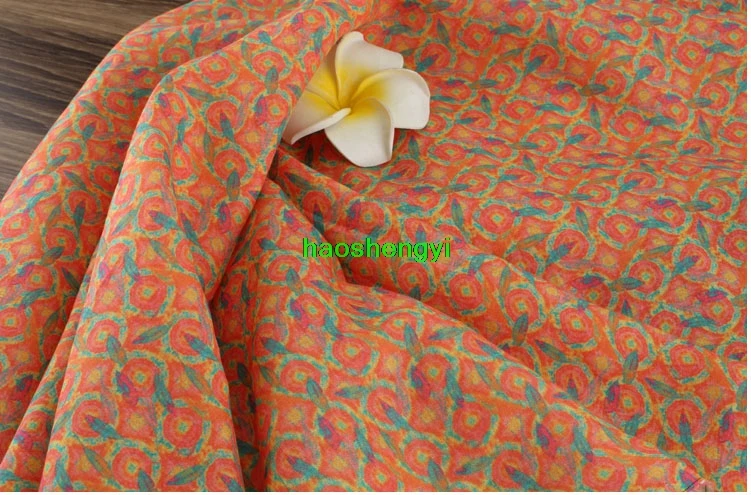 Brand order hemp fabric, thin printed ramie robe dress garment fabric