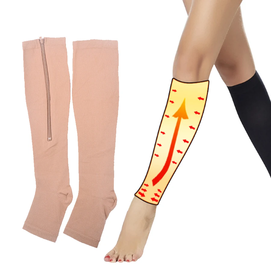 Compression Anti-Varicose Socks Zipper Slim Beauty Leg Shapper Burn Fat Zipper Support Socks Prevent Varicose Veins Health Care