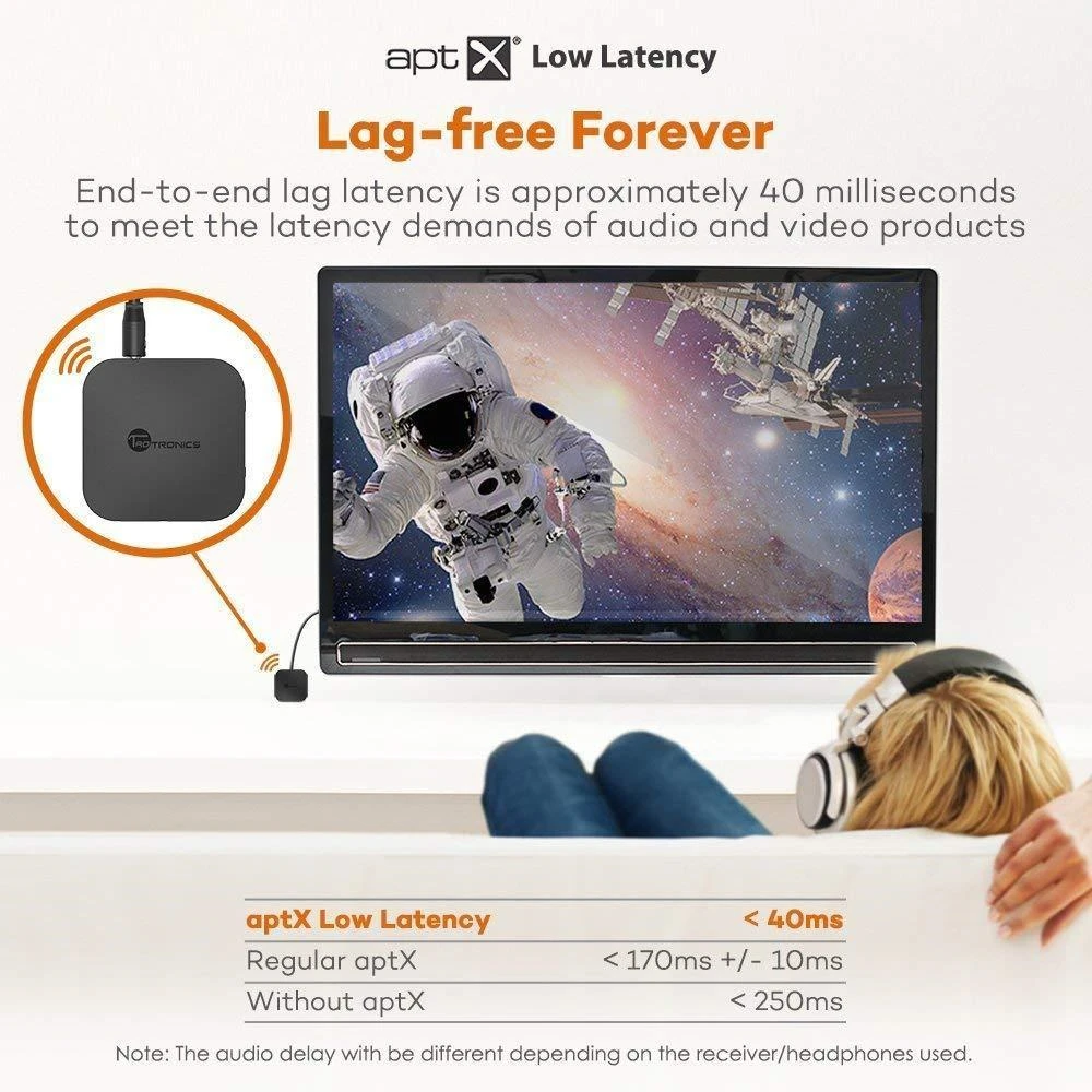 Taotronics adaptador sem fio bluetooth 5.0 transmissor receptor 3.5mm aux & rca áudio em casa música streaming aptx baixa latência adaptador
