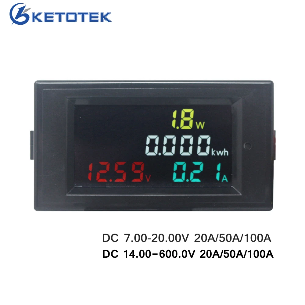 DC Voltmeter Ammeter 7-20V 14-600V 20A/50A/100A Wattmeter Voltage Current Power Meter Volt Detector Tester