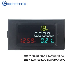 DC Voltmeter Ammeter 7-20V 14-600V 20A/50A/100A Wattmeter Voltage Current Power Meter Volt Detector Tester