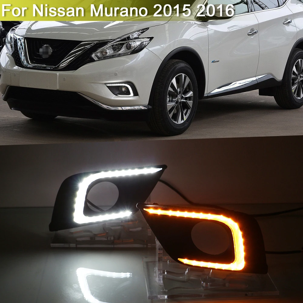 

2-in-1 Front Bumper Fog Warning Lamp White DRL Daytime Light Turn Signal Lights For Nissan Murano 2015 2016