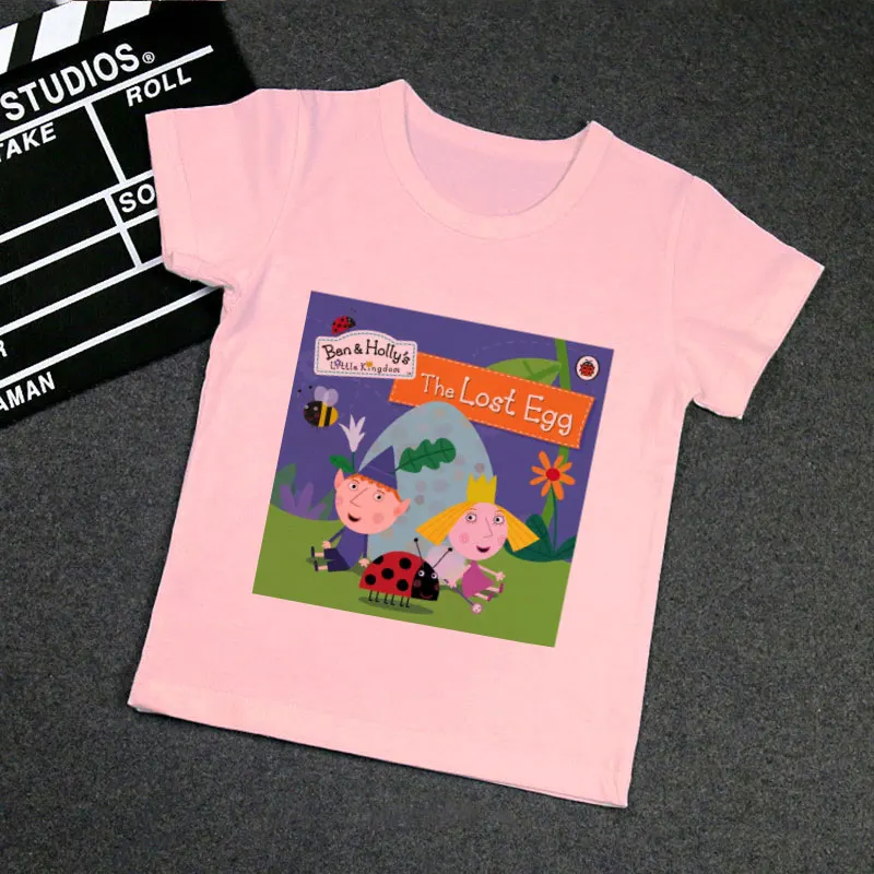 Kids Girl Baby Tshirt Casual T-shirt Children Cartoon Ben And Holly Kingdom T Shirt Boy And Girls Cartoon Short Sleeve Pink Tops