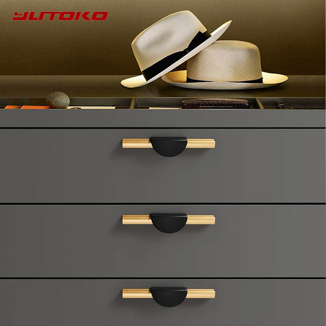 YUTOKO-Aluminum Alloy Longo Móveis Handle, Cabinet Kitchen Handles, Armário Porta Puxa, Preto Gaveta Puxadores, Hardware Ouro, 1000 milímetros