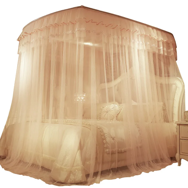 U-shaped Telescopic 1.8m Mosquito Net Bed 1.5 Household 1.8x2.0 Double 2.2 European Style Acurtains Bed Summer Home Decor